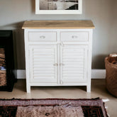 Kraft Bazaar Madrid Sideboard (S) White with Distressed Edges 80x35x80Cm
